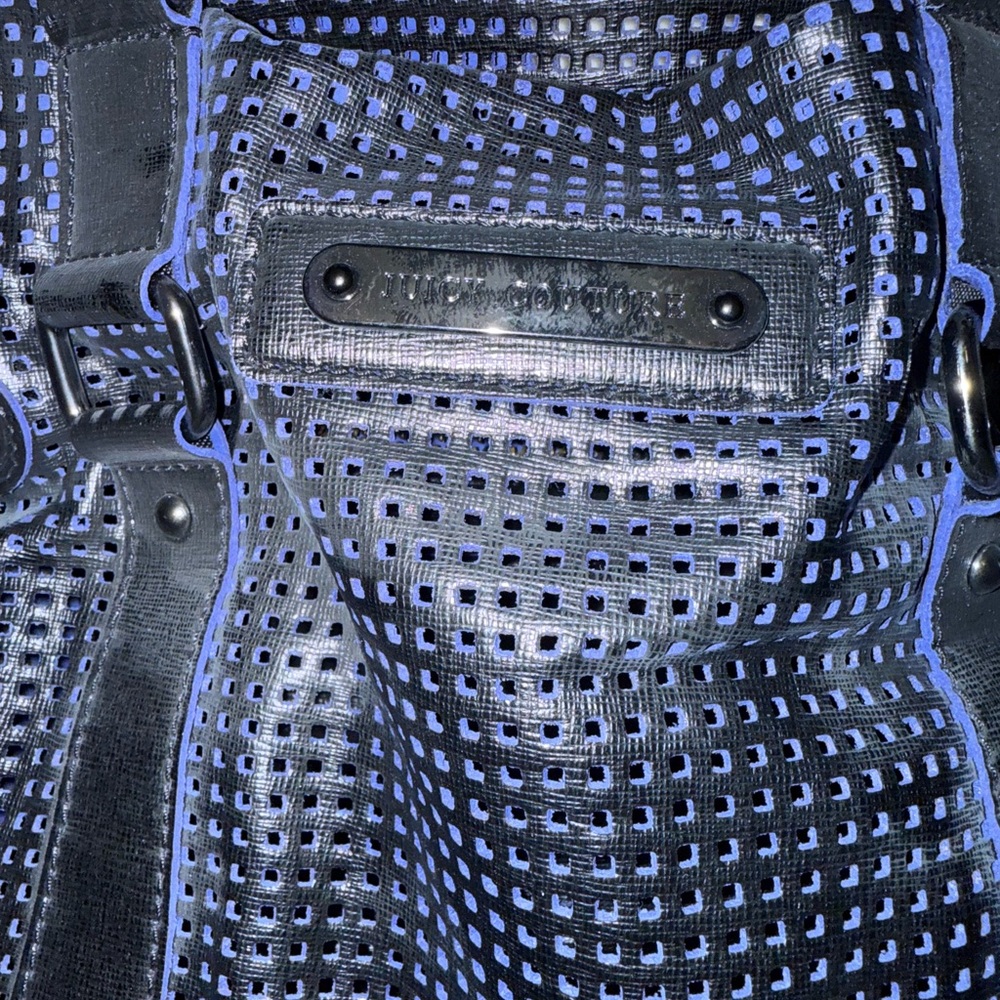 Juicy Couture Black and Blue Perforated Hobo Bag